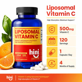 Capsule de HINI Vitamine C Liposomale 500mg sur fond blanc