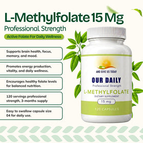 Capsule de L-Méthylfolate 15mg sur fond blanc