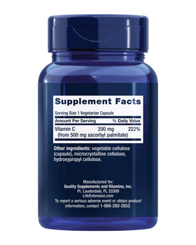 Capsule de Life Extension Ascorbyl Palmitate 500mg sur fond blanc