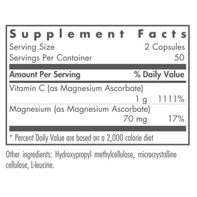 Capsule de Magnesium Ascorbate Allergy Research Group sur fond blanc