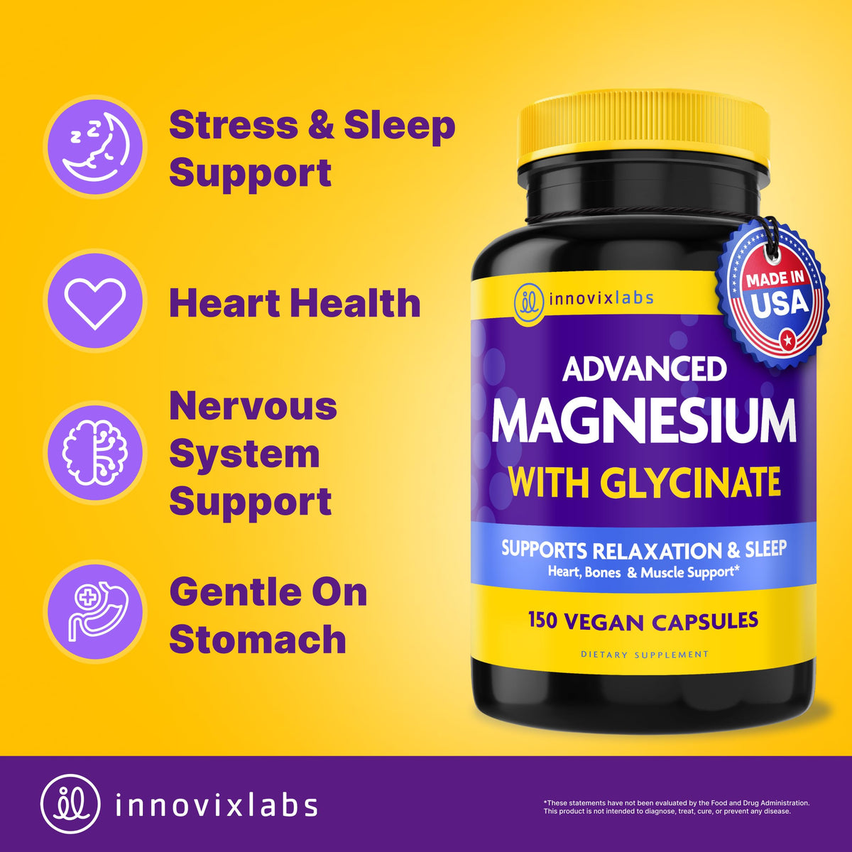 Capsule de magnésium glycinate et malate InnovixLabs vue de près