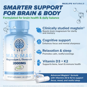 Capsule de MAXLIFE NATURALS Max-Mag Magnésium L-Thréonate
