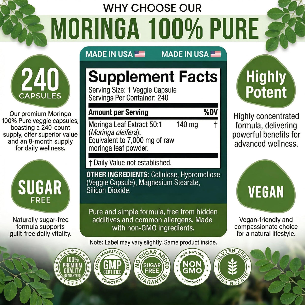Capsule de Moringa DOBI en gros plan