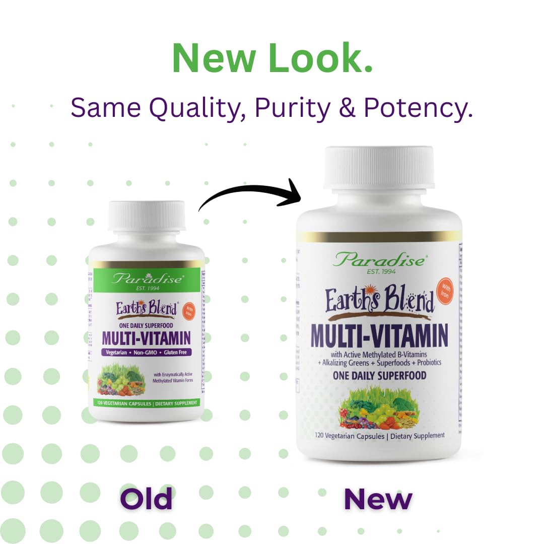 Capsule de multivitamine Paradise Herbs sur une surface blanche