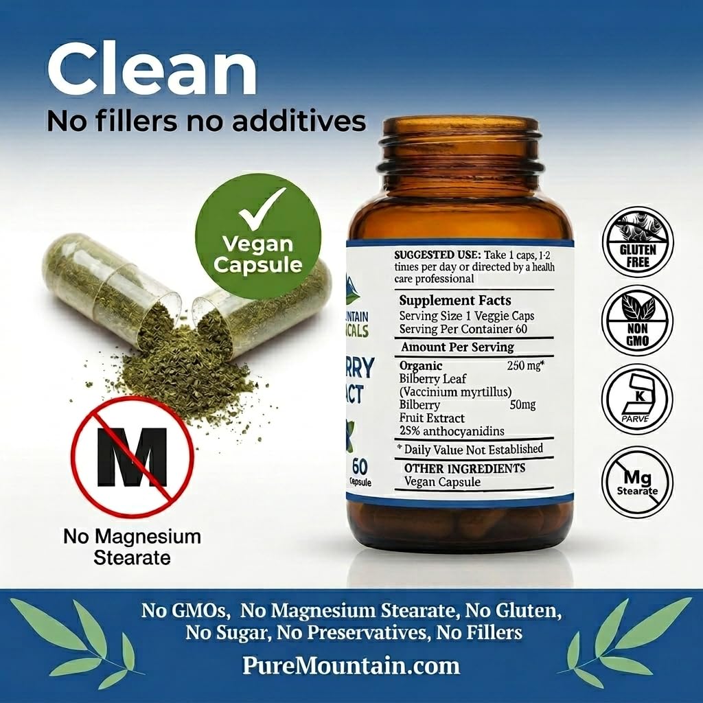 Capsule de myrtille Pure Mountain Botanicals dans une main