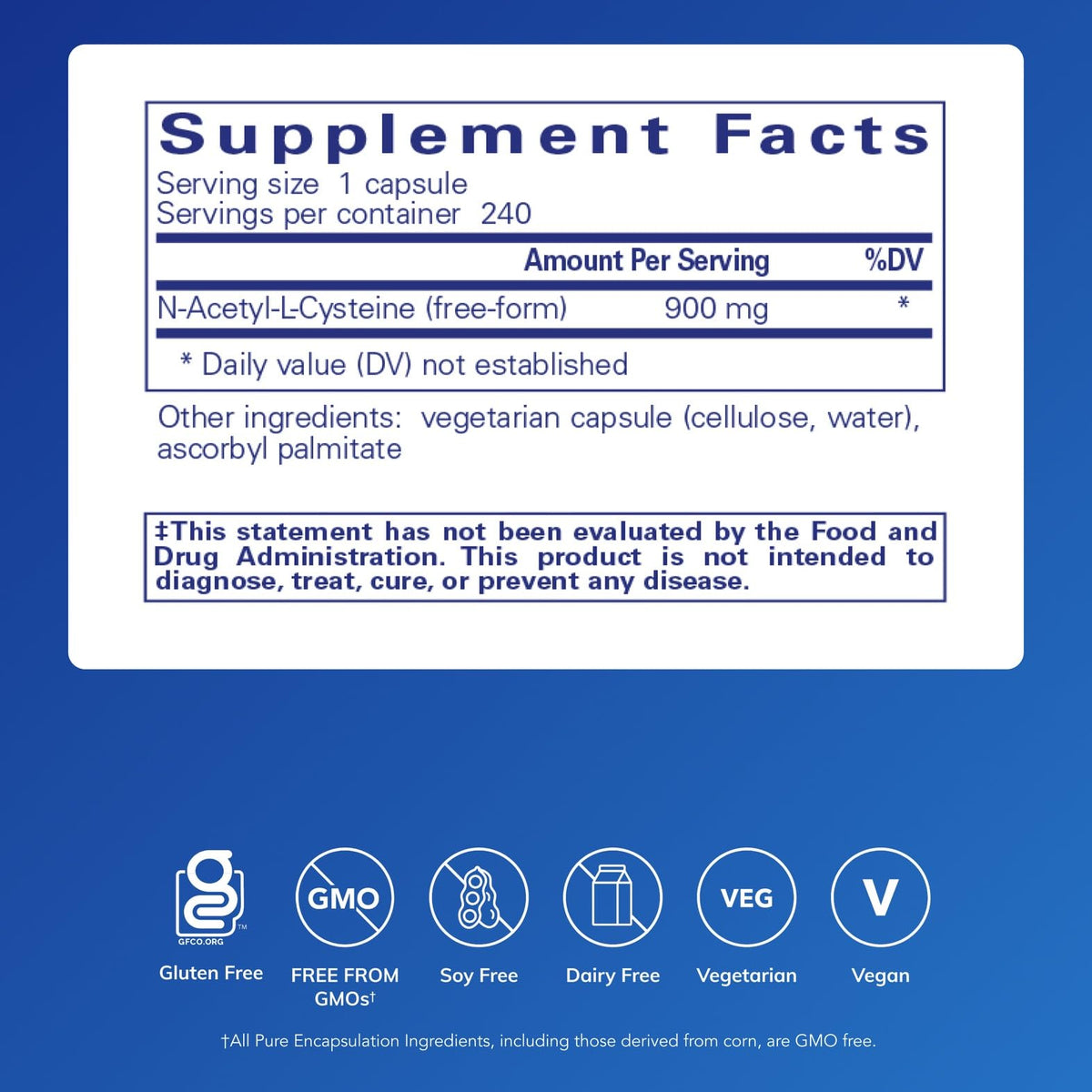 Capsule de NAC Pure Encapsulations en gros plan