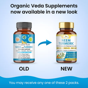 Capsule de Neem et Curcuma Organic Veda sur fond blanc