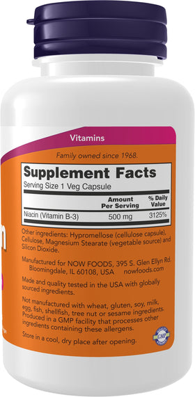 Capsule de Niacine NOW Foods, gros plan