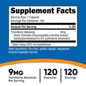 Capsule de Nutricost Extrait d'Écorce de Yohimbe