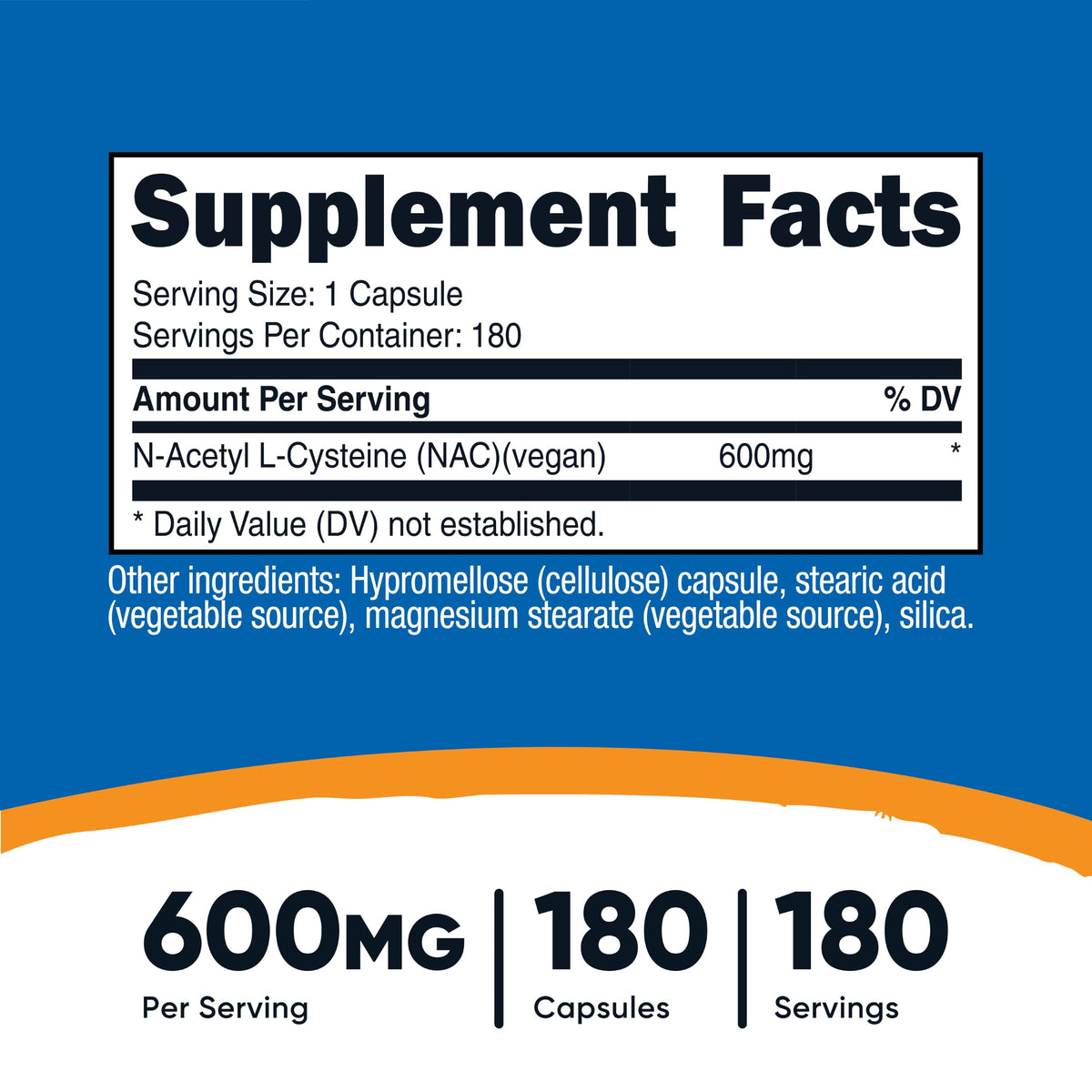 Capsule de Nutricost N-Acetyl L-Cysteine 600mg