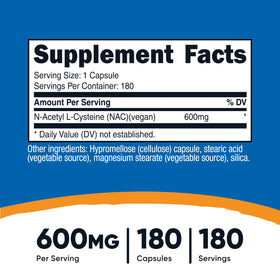 Capsule de Nutricost N-Acetyl L-Cysteine 600mg