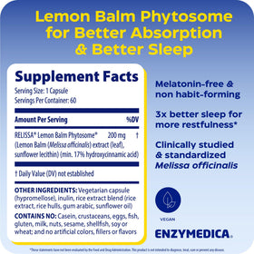 Capsule de phytosome de mélisse Enzymedica sur fond blanc