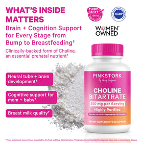 Capsule de Pink Stork Choline Bitartrate sur une cuillère