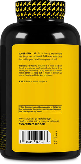 Capsule de Primaforce L-Arginine 1 000 mg sur fond blanc