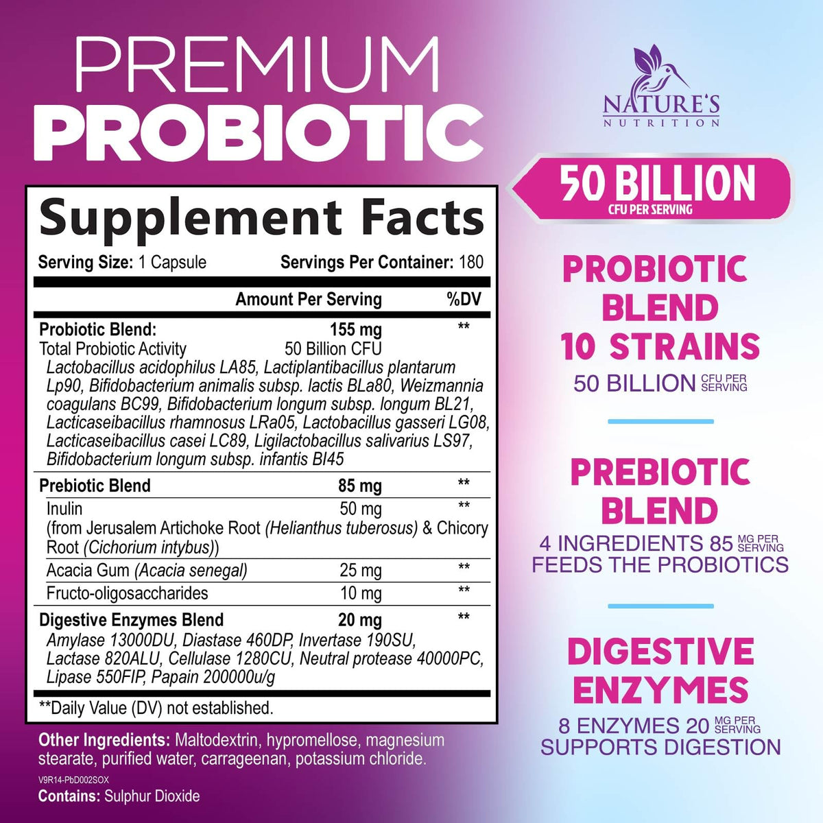 Capsule de probiotiques Nature's Nutrition vue de près
