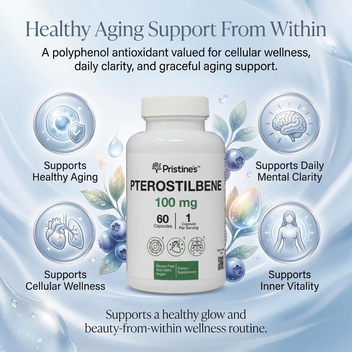 Capsule de Pterostilbene PRISTINE'S sur une cuillère