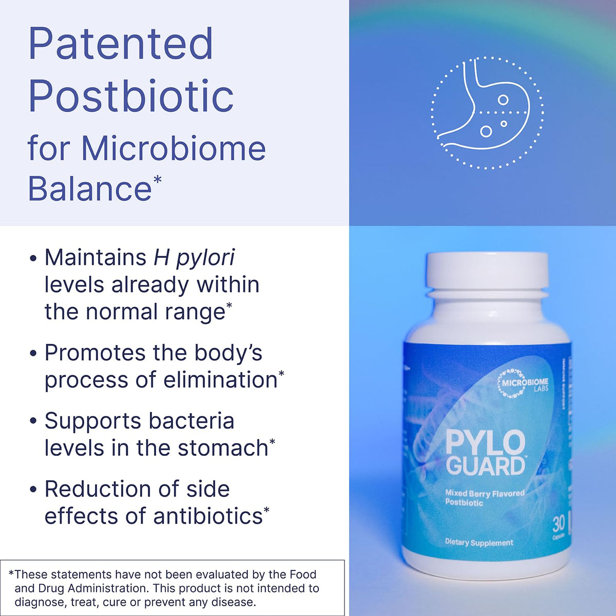 Capsule de PyloGuard de Microbiome Labs sur fond blanc