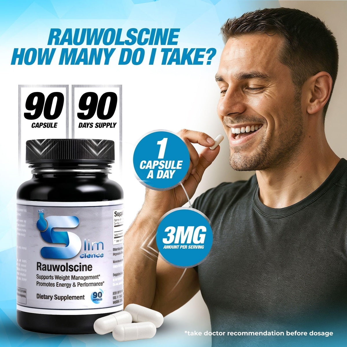 Capsule de Rauwolscine Yohimbine HCL de Slim Science