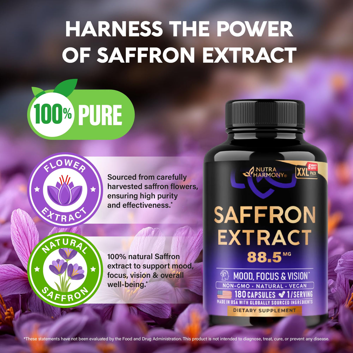 Capsule de safran NUTRAHARMONY sur fond blanc