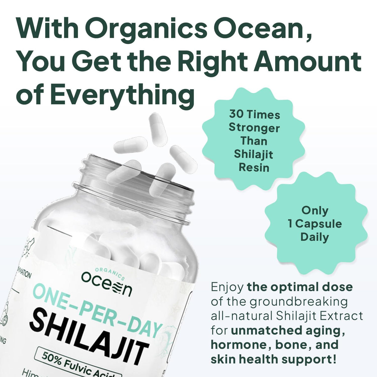 Capsule de Shilajit Organics Ocean, vue de près