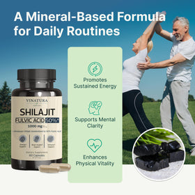 Capsule de Shilajit VINATURA avec composition visible