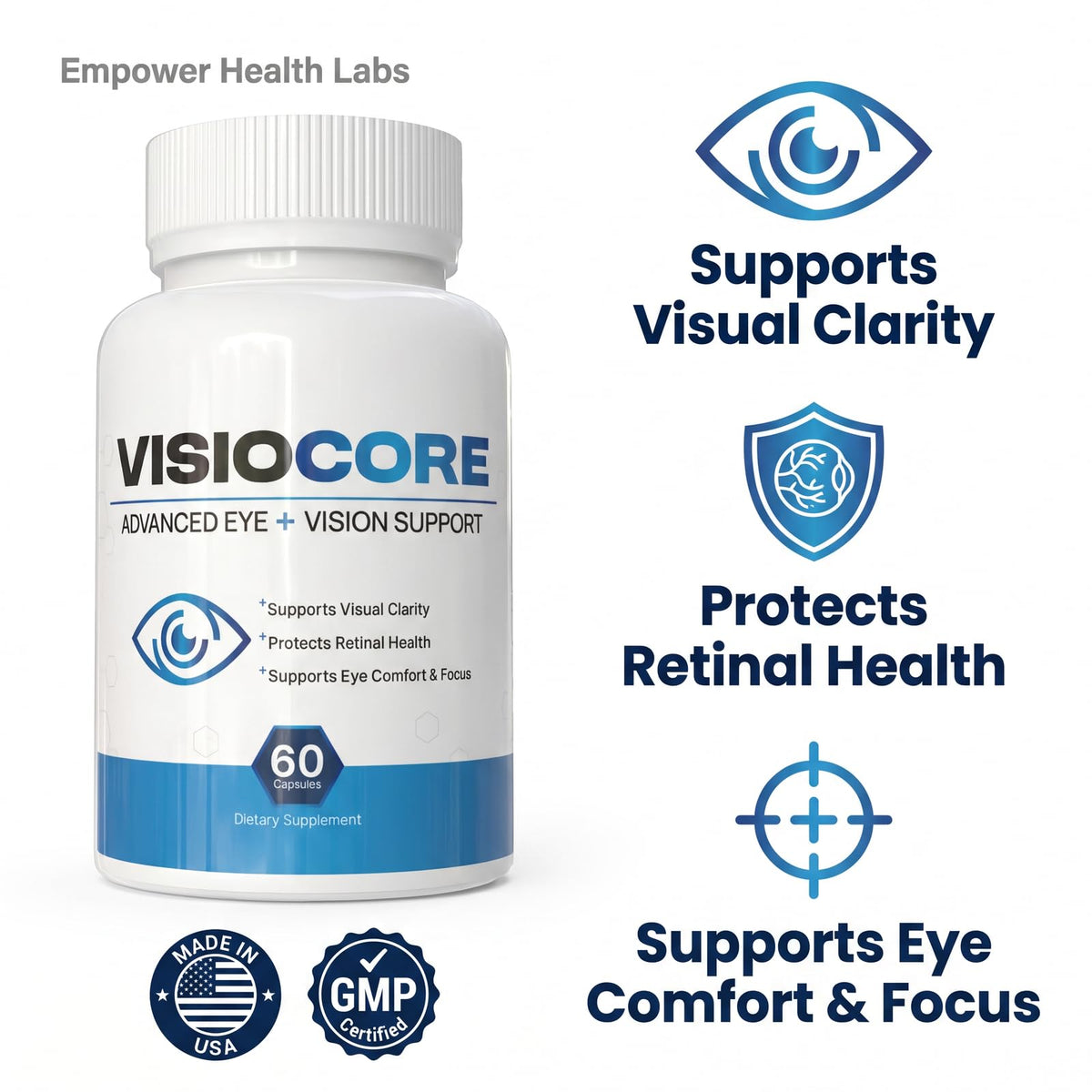 Capsule de VisioCore sur une surface blanche