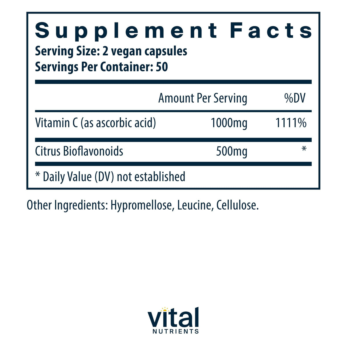 Capsule de Vitamine C Vital Nutrients vue de près