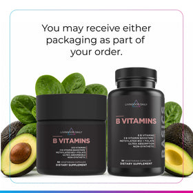 Capsule de vitamines B Livingood Daily sur fond blanc