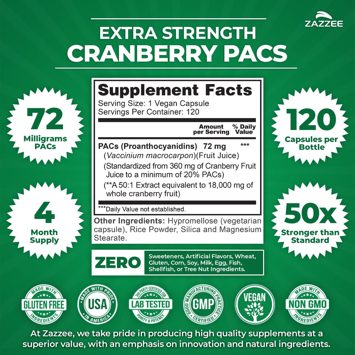 Capsule de Zazzee Cranberry PACs vue de près