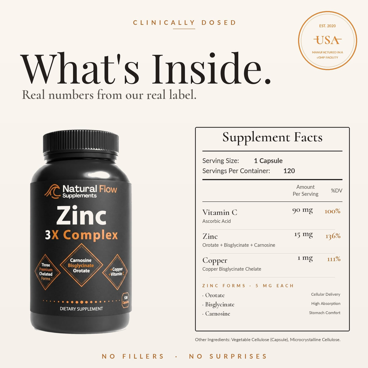 Capsule de Zinc 3X Complex Natural Flow vue de près