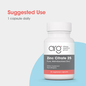 Capsule de Zinc Citrate Allergy Research Group, vue de près