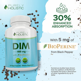 Capsule DIM 400 mg Purely Holistic en gros plan
