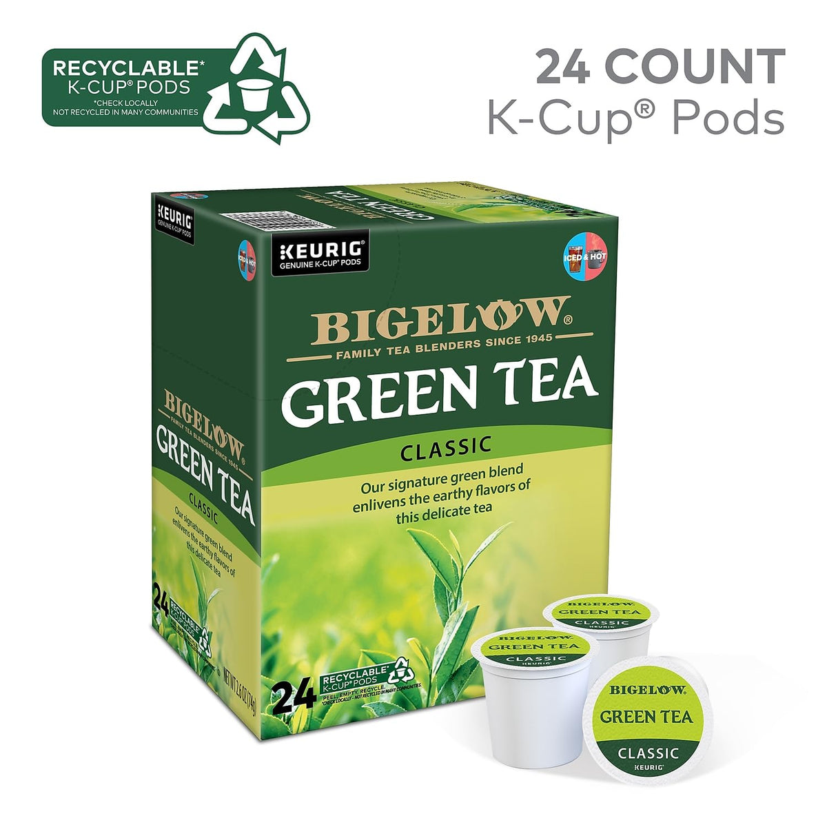Capsule K-Cup Bigelow Thé Vert avec logo