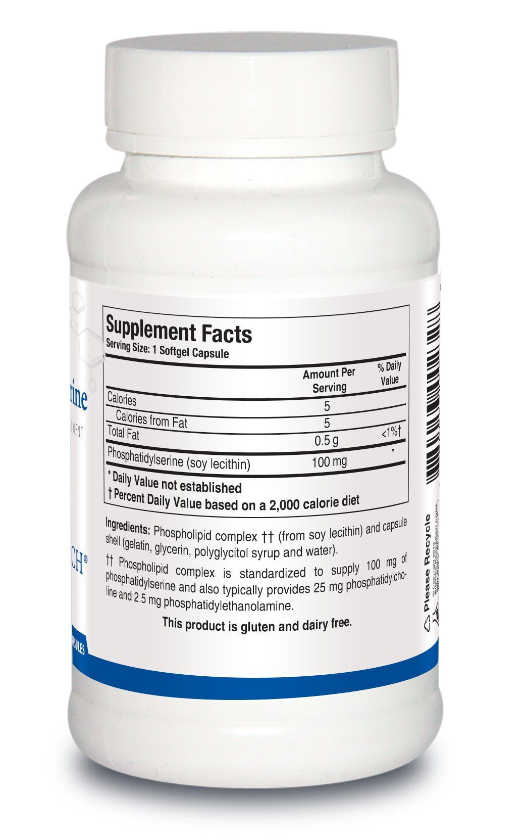 Capsule molle de Phosphatidylserine BIOTICS RESEARCH en gros plan