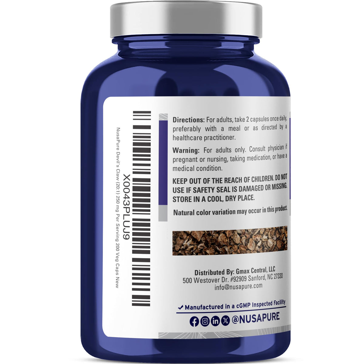 Capsule NusaPure Devil's Claw 250mg en gros plan