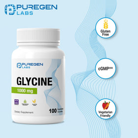 Capsule P Puregen Labs Glycine 1000mg sur une surface blanche