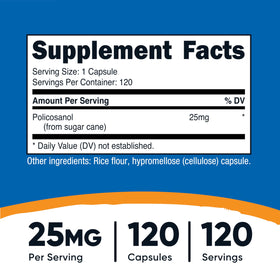 Capsule Policosanol Nutricost avec dosage de 25mg