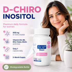 Capsule SOP NIAM D-Chiro Inositol 500mg sur un fond blanc
