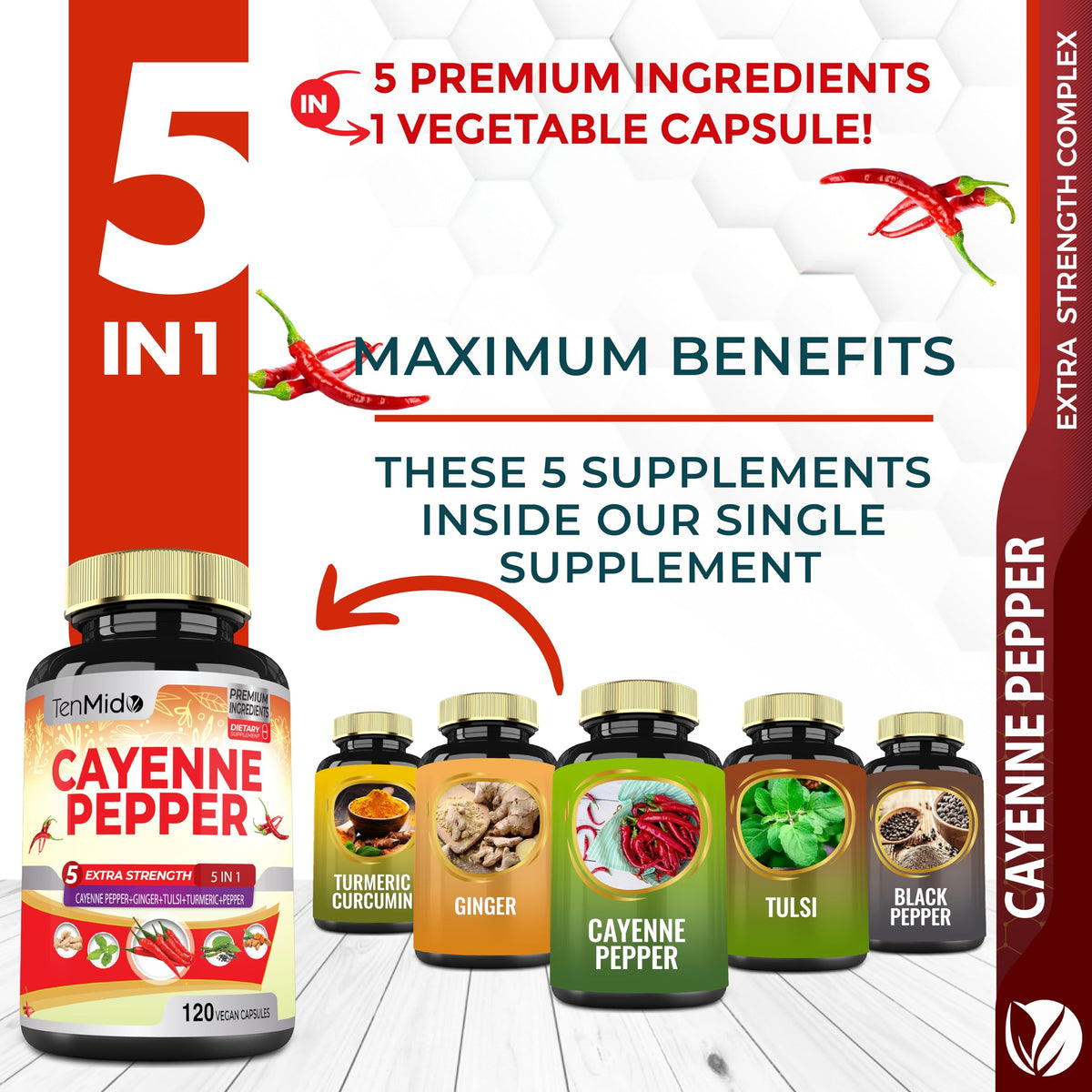 Capsule Tenmido Cayenne avec Gingembre et Curcuma vue de près