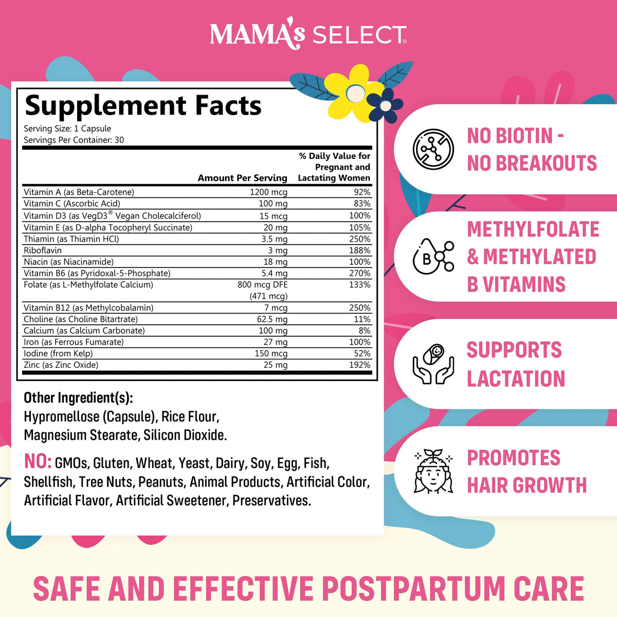 Capsule vegan de vitamine postnatale Mama's Select