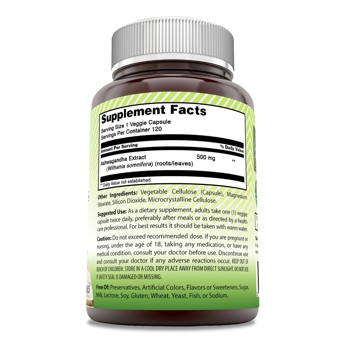 Capsule végétale d'extrait d'Ashwagandha Amazing India 500 Mg, vue de près