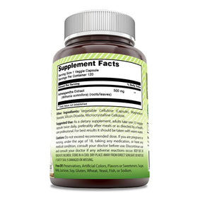 Capsule végétale d'extrait d'Ashwagandha Amazing India 500 Mg, vue de près