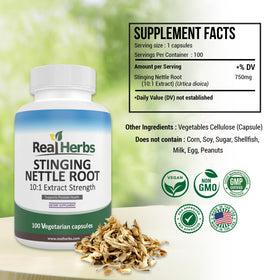 Capsule végétale d'extrait de racine d'ortie Real Herbs