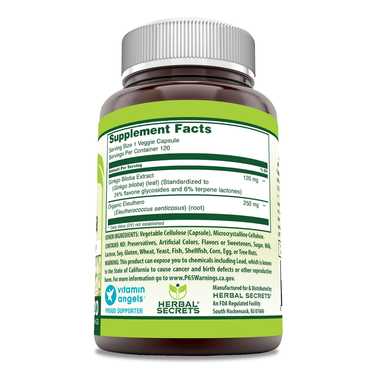 Capsule végétale de Ginkgo Biloba Herbal Secrets, gros plan