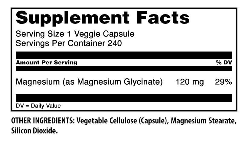 Capsule végétale de Magnésium Glycinate Amazing Nutrition sur fond blanc