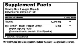 Capsule végétale de Taurine 1000 Mg avec Bioperine 5 mg Amazing Nutrition