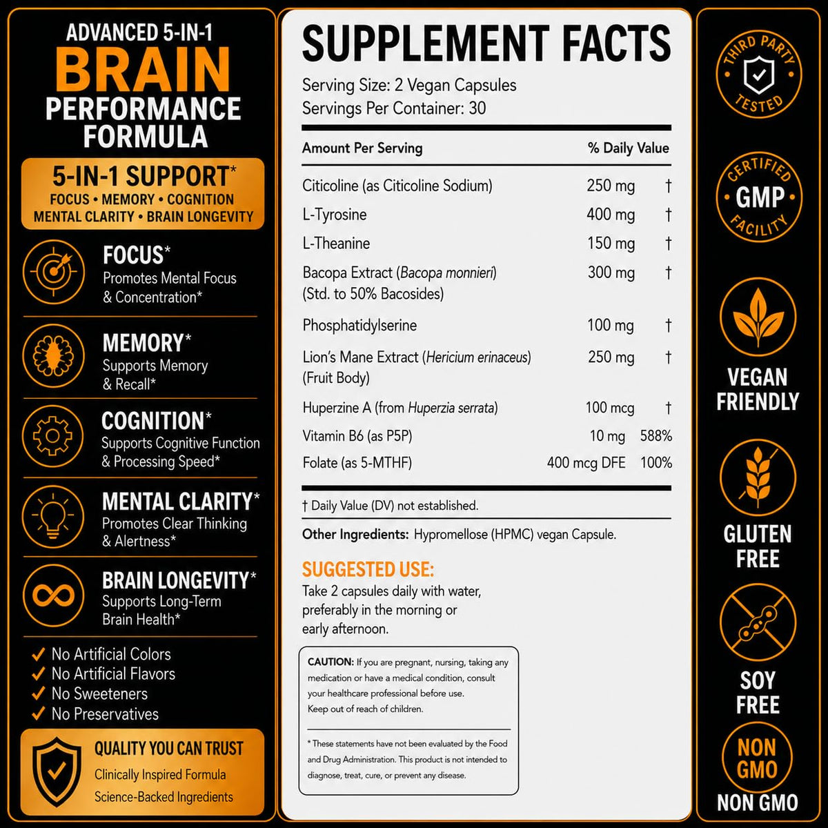 Capsule végétalienne de Norlevos Formule Avancée 5-en-1 en gros plan