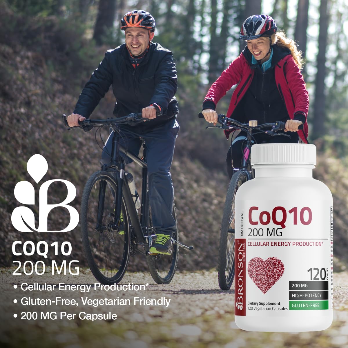 Capsule végétarienne Bronson CoQ10 sur fond blanc