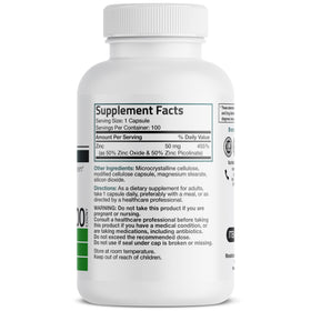 Capsule végétarienne de Bronson Zinc Complex 50 mg