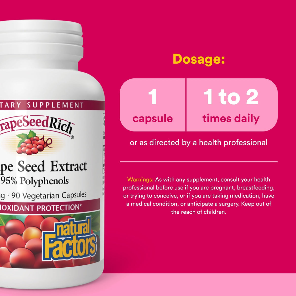 Capsule végétarienne de l'extrait de pépins de raisin Natural Factors